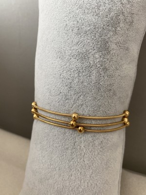 Zeyna Accessories Üçlü Gold Dorika Taşlı Kararma Yapmayan Antialerjik Paslanmaz Çelik Bileklik