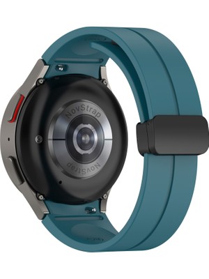 Novstrap Samsung Galaxy Watch 5 Seri 40MM 44MM Uyumlu Kordon Metal Magnet D Tokalı Silikon Kayış