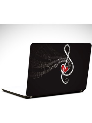 Dekolata Kalp ve Nota Laptop Sticker