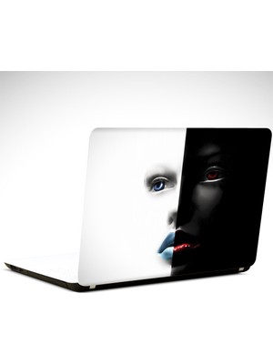 Dekolata Yüz Siyah Beyaz Laptop Sticker