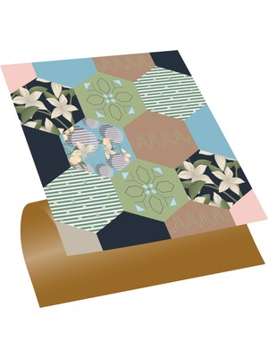 Tink Kendinden Yapışkanlı Geometrik Çiçek Desenli Pvc Karo 30X30 cm 4'lü 0,36 M2