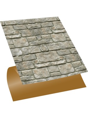 Tink Kendinden Yapışkanlı KahverengiTaş Duvar Desenli Pvc Karo 30X30 cm 4'lü 0,36 M2