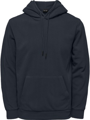 Only & Sons Kapüşon Yaka Koyu Lacivert Erkek Sweatshirt 22022626_ONSNIKOLAI Reg Fleece Hood