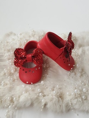 Hodore Alice Taşlı Kırmızı Deri Makosen