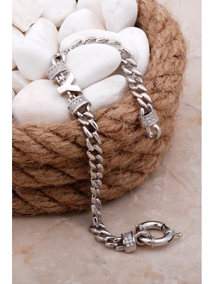 Sümer Telkari Y Harfli Gurmet Rodyumlu Gümüş Bileklik 4103