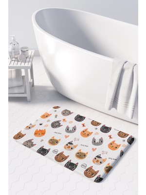 Monnhein Sevimli Tasarımlı Mikrofiber Banyo Paspası, Kaymaz Taban, Makinede Yıkanabilir (50x80 Cm)