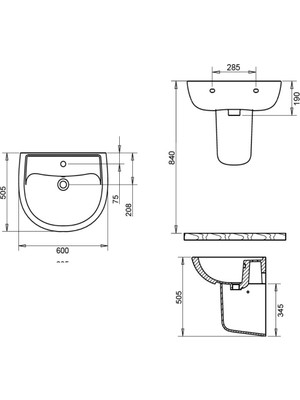 Turavit Alize Lavabo 50x60 cm ALZ6001