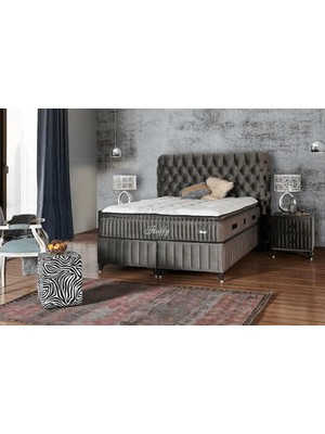 Tutku Yatak Fluffy Pedli Torba ve Mini Paket Yaylı Omurga Destekli Yatak Seti Yatak+Baza+Başlık 100X200 cm