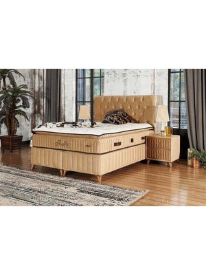 Tutku Yatak Fluffy Pedli Torba ve Mini Paket Yaylı Omurga Destekli Yatak Seti Yatak+Baza+Başlık 120X200