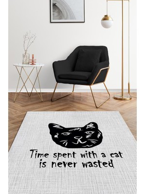 Homshtag Kedimle Zaman Açık Gri Halı Düz Renk Kedi Sever Halı Sade Salon Halısı Açık Renk Halı