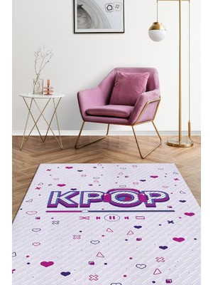 Homshtag K-pop Çalar Mor Renkli Halı Genç Odası Halısı Modern Hediyelik Kpop Sever Halısı Kpop Halı