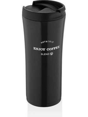 Korkmaz Freedom Colours 500 ml Siyah Çelik Kahve Bardağı Modern Tasarım Mug