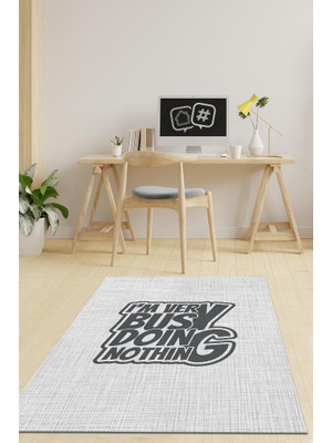 Homshtag Açık Gri Ofis Halısı Pamuklu Dokuma Tabanlı Çalışma Odası Halısı Dekoratif Home Office Halı