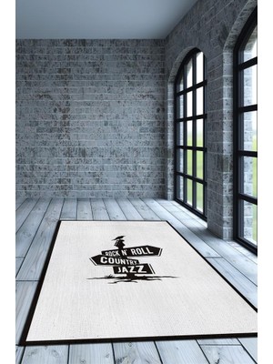 Homshtag Üç Müzik Tarzı Düz Renkli Halı Siyah Beyaz Halı Caz Rock Sever Halısı Müzisyene Hediye Halı