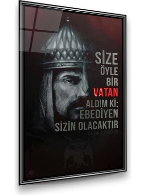 Glass Art Sultan Alparslan Dikey Cam Tablo