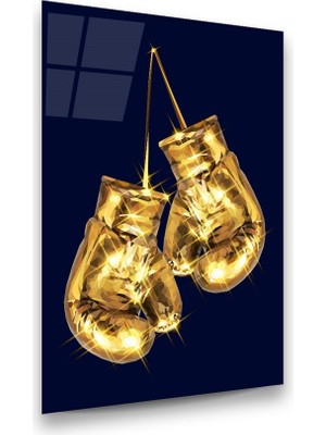 Glass Art Altın Eldivenler Dikey Cam Tablo