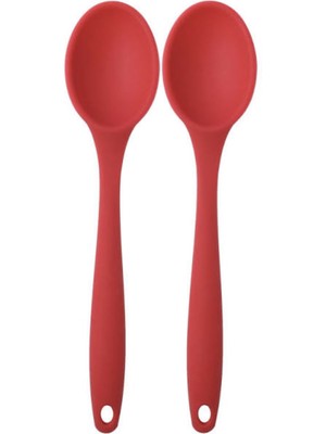 Bybirgül büyük boy kırmızı  yanmaz yapışmaz Silikon Kaşık set (2 adet)