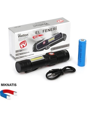Watton Geniş Açılı LED Şarjlı El Feneri Watton WT-601
