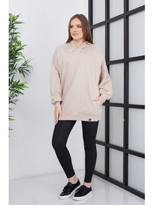 Banada Moda Kadın Line Art Sırt Baskılı Oversize Sweatshirt Oversize