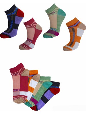 Kadın Renkli Desenli 4 Çift 36-41 Numara Patik Çorap BT-0705