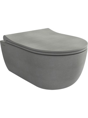 Bocchi V Tondo Rimless Kısa Asma Klozet Mat Beton