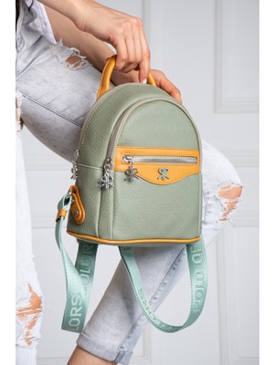 Impolo Ellen Yeşil  Taba Kadın Sırt Çanta 25X20 Ebat