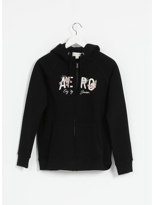 Aeropostale Kapüşon Yaka Nakışlı Siyah Kadın Sweatshirt K-2877