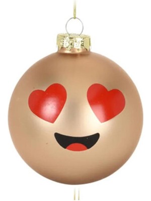 Via Gardenia Yılbaşı Topu Emoji Kalpli Gözler Sarı Çap 8cm