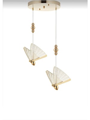 Zage Aydınlatma Elegance Butterfly Modern Kelebek Tasarım 3 Renk Led'li 2'li Gold Sarı Avize