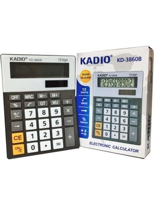 abnturk Kadıo 12 Haneli Masaüstü Hesap Makinesi KD-3860B Rahat Kullanışlı Büyük Tuşlu Net Rakam Pilli Hesap