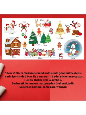 Yılbaşı Temalı Noel Desenli Dekoratif Desenli Cam Duvar Mobilya Sticker- Yılbaşı Cam Etiketi