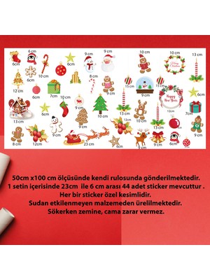 Yılbaşı Temalı Noel Desenli Dekoratif Desenli Cam Duvar Sticker (Etiket) Süsü-Yılbaşı Cam Etiketi 2