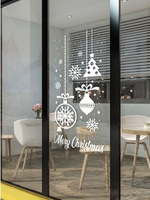 Yılbaşı Cam Vitrin Duvar Süsleme Etiket Sticker Mery Christmas Kartanesi Süsleme Yeniyıl 50X100