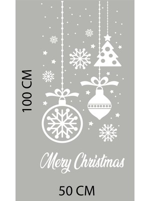 Yılbaşı Cam Vitrin Duvar Süsleme Etiket Sticker Mery Christmas Kartanesi Süsleme Yeniyıl 50X100