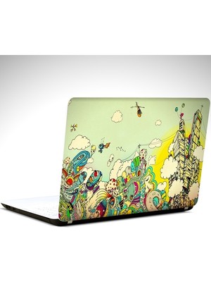 Renkli Şehir Çizgi Laptop Sticker