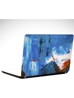 Mavi ve Turuncu Soyut Laptop Sticker