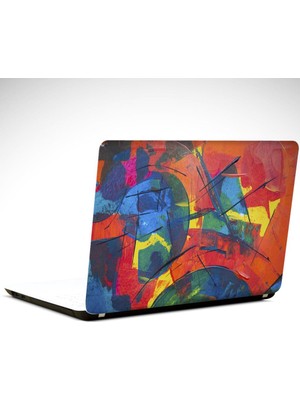 Soyut Kırmızı Mavi Laptop Sticker