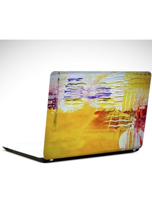 Sarı ve Çizgiler Soyut Laptop Sticker