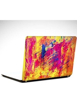 Pembe Sarı Mavi Soyut Laptop Sticker