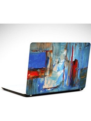 Kırmızı Mavi Boyalar Soyut Laptop Sticker