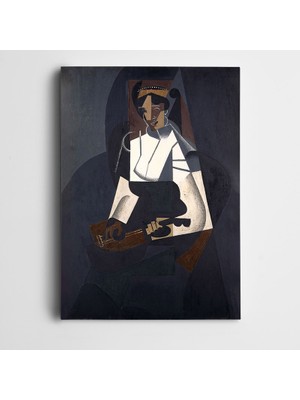 Mandolinli Kadın Modern Kanvas Tablo