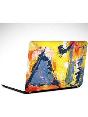 Mavi Üçgen Sarı Soyut Laptop Sticker