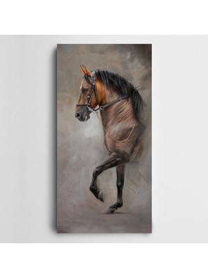 Kahverengi At Panoramik Kanvas Tablo