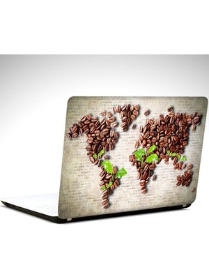 Kahve Dünya Haritası Laptop Sticker