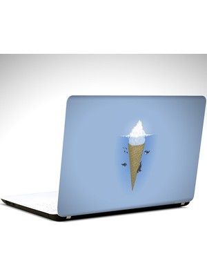 Dondurma ve Balina Minimal Laptop Sticker