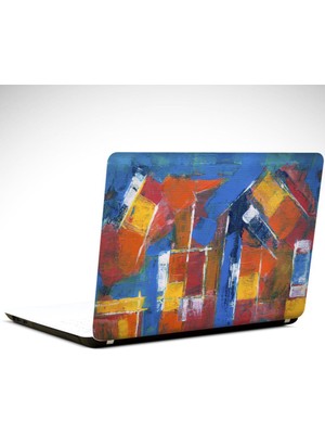 Pembe Sarı Desenler Soyut Laptop Sticker