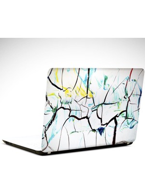 Mavi Sarı ve Çizgiler Soyut Laptop Sticker