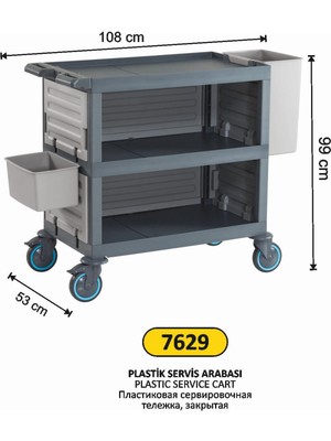 Arı Metal Servis Arabası Plastik Kapalı