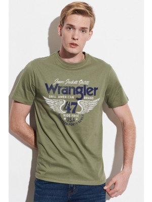 WRANGLER Erkek Regular Fit Normal Kesim Pamuk Bisiklet Yaka Tişört