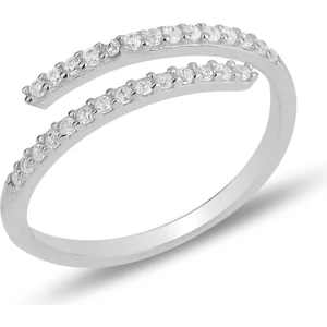 Söğütlü Silver Gümüş  Rodyumlu Zirkon Taşlı Üstten Ayarlamalı Yüzük